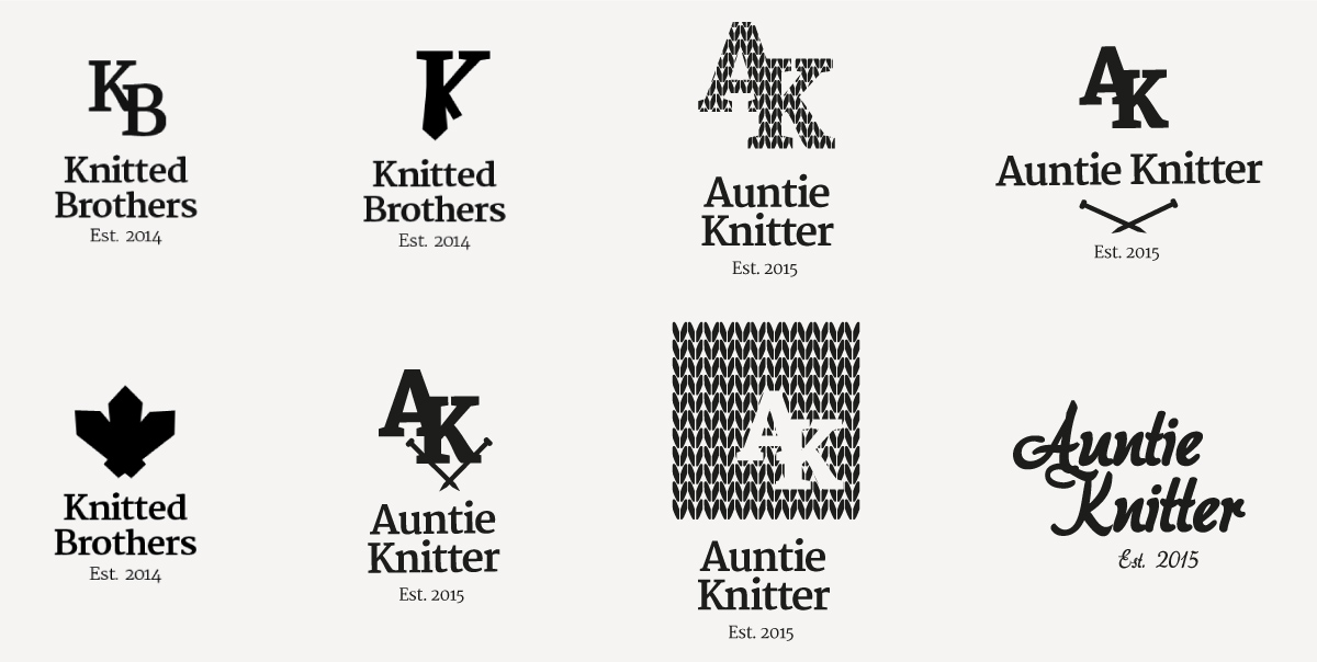 Auntie Knitter previous logo variants