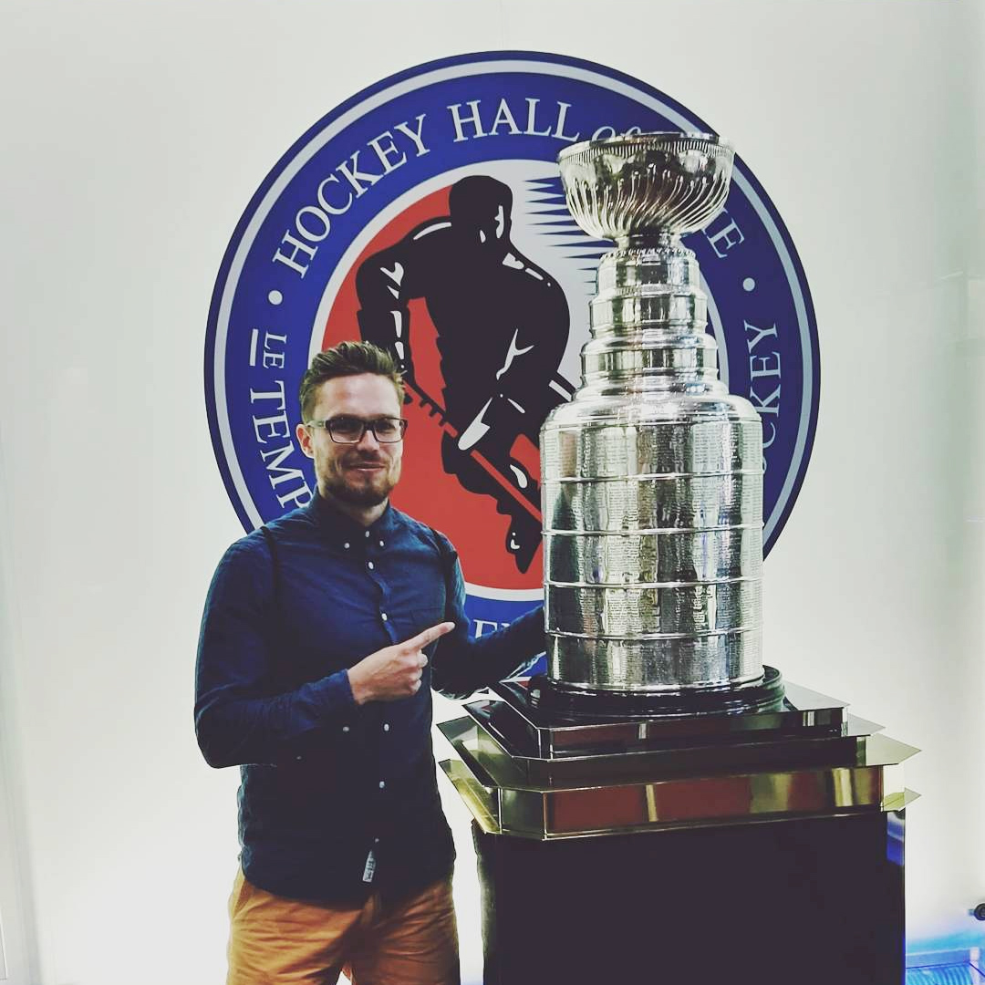 Touching Stanley Cup in Toronto